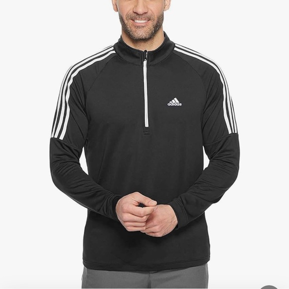 Adidas Men’s Golf ADVS20R736 3 Stripe Shoulders 1/4 Zip Black Pullover-SZ XL - Picture 1 of 11